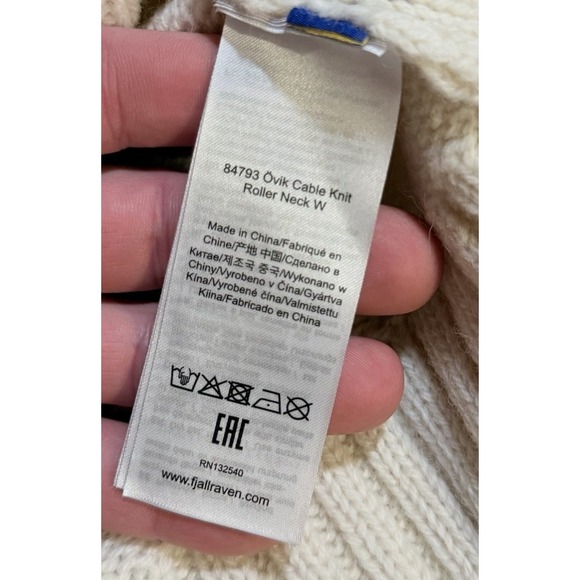 Fjall‎ Raven Sweater Ovik Cable Knit Roll Neck Wool Pullover Women's Small New - Picture 5 of 13